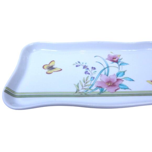 Andrea by Sadek Jewelry Vanity Trinket Tray with Butterflies & Flowers Vintage - Picture 6 of 6